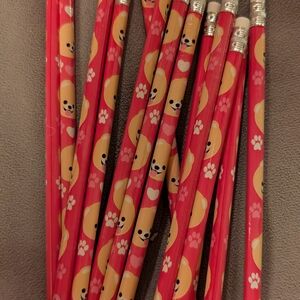 Cute Pomeranian Patterned Pink Pencils, Pack Of 14